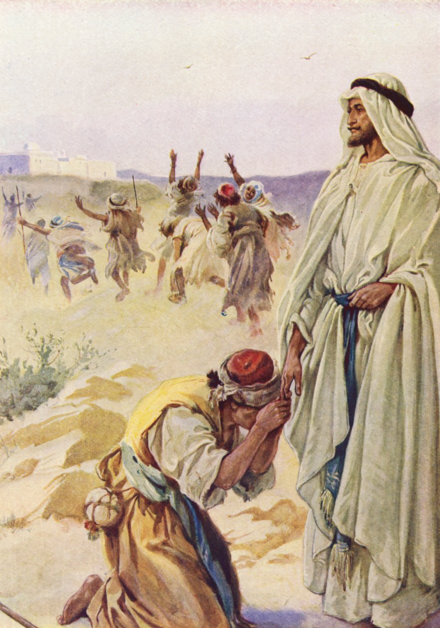 Le lépreux reconnaissant (lithographie couleur) - Evelyn Stuart Hardy
