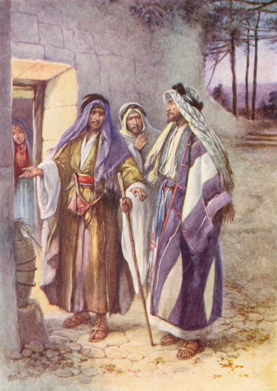 La marche vers Emmaüs (lithographie couleur) - Evelyn Stuart Hardy