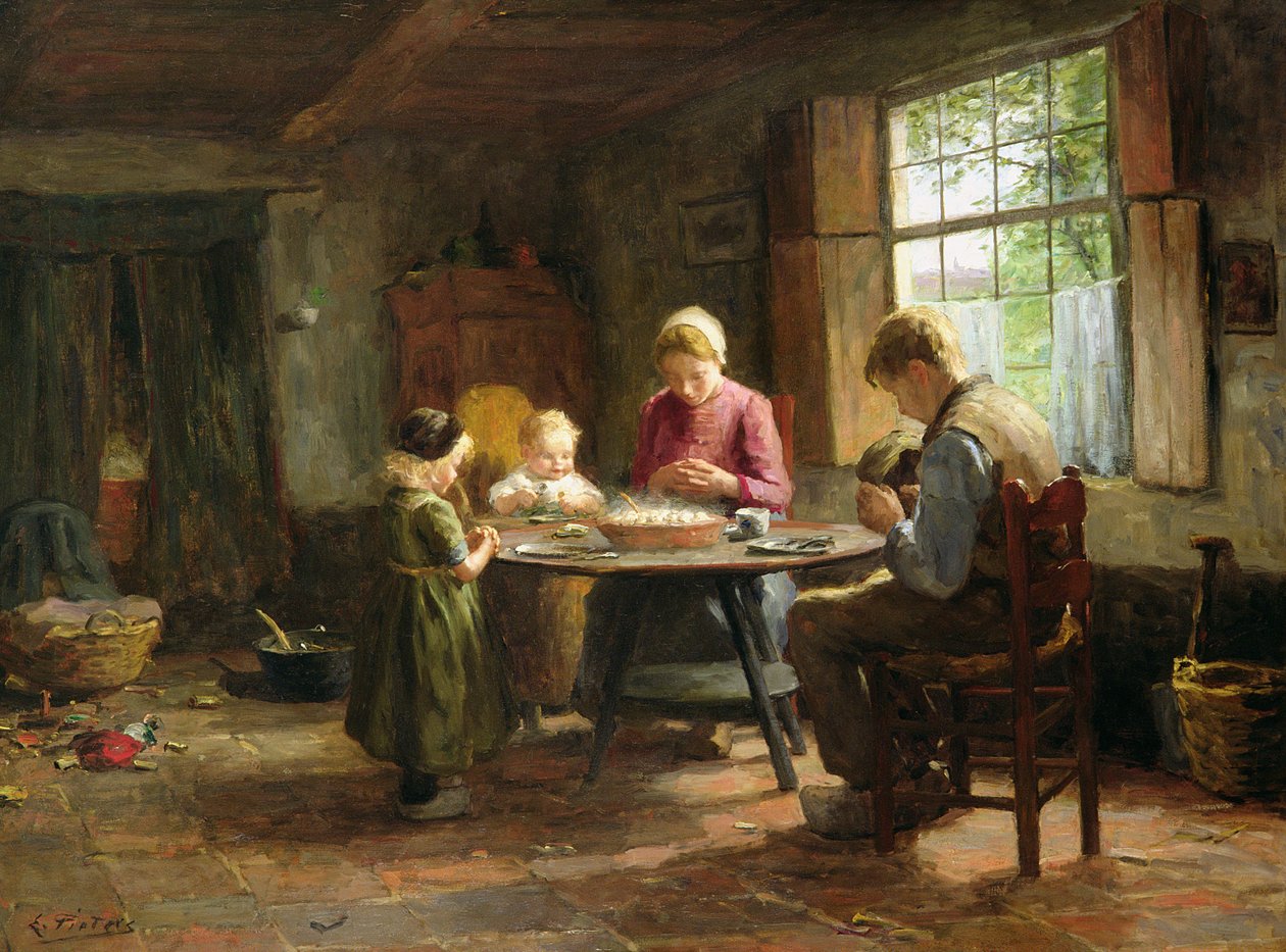Un intérieur hollandais - La grâce avant le repas - Evert Pieters