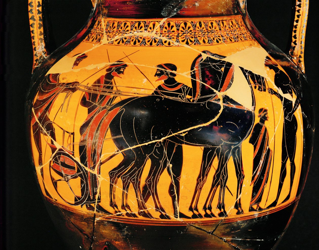 Le départ du guerrier sur son char ... - Exekias Exekias