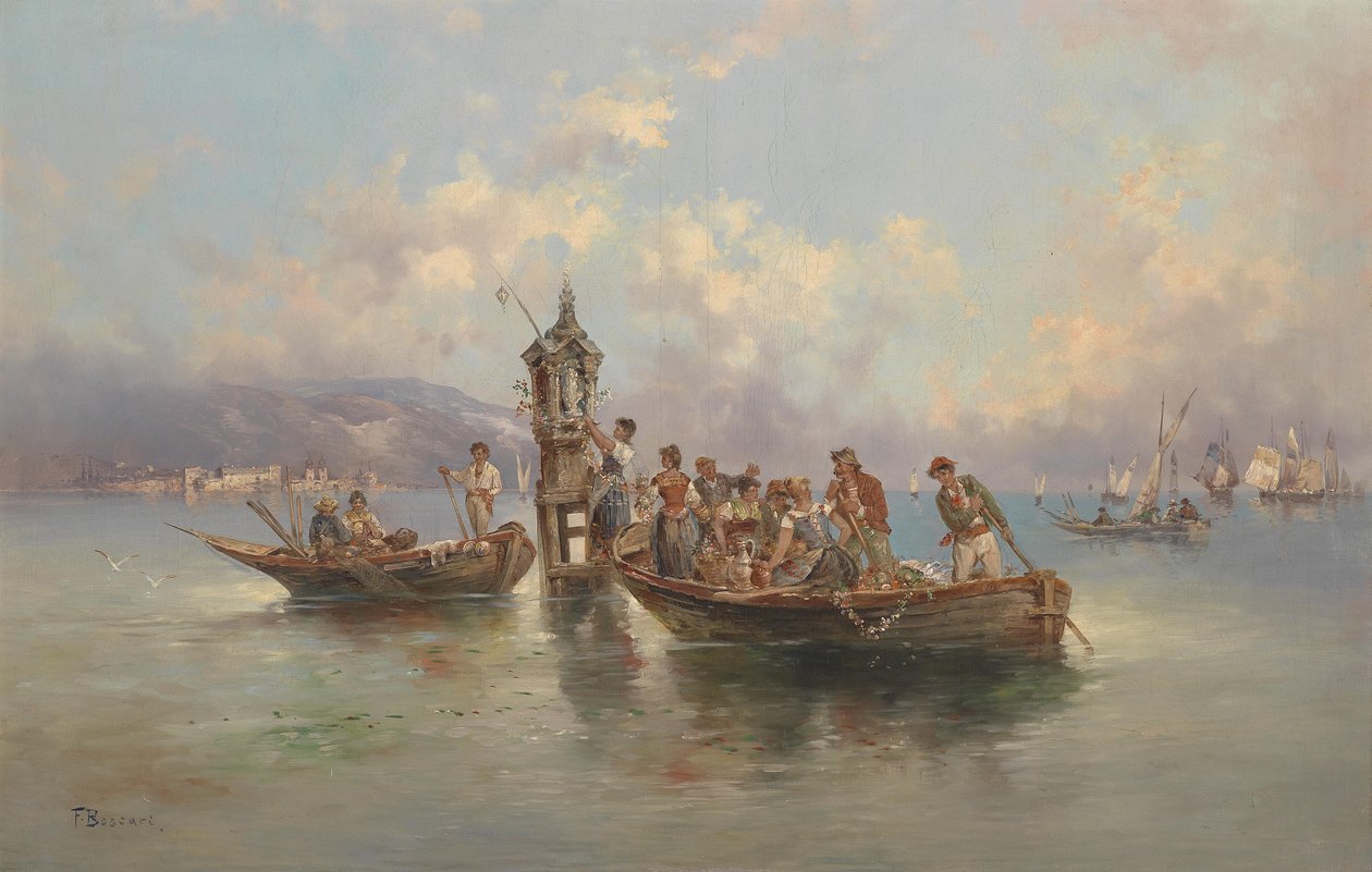 Société festive dans des bateaux de pêche - F. Boscari