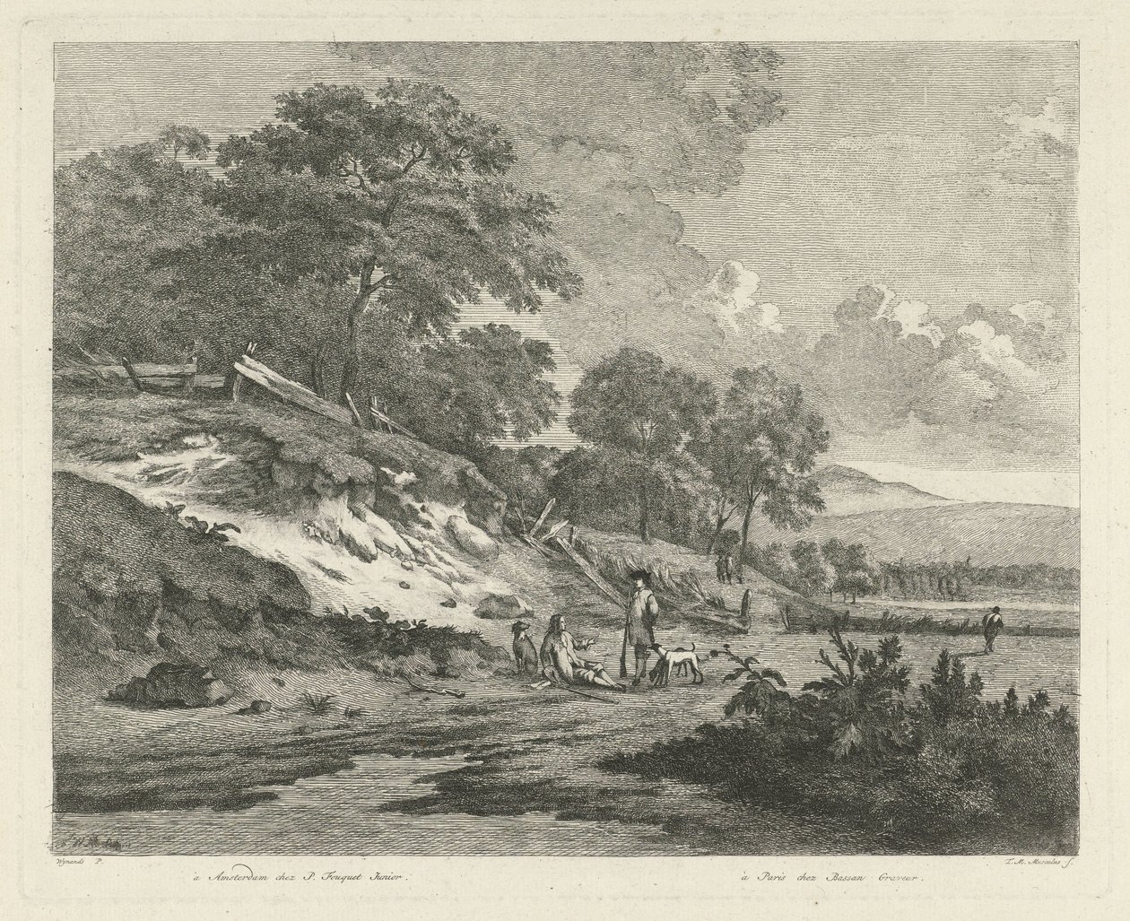 Paysage de dunes avec chasseurs au repos - F.W. Musculus
