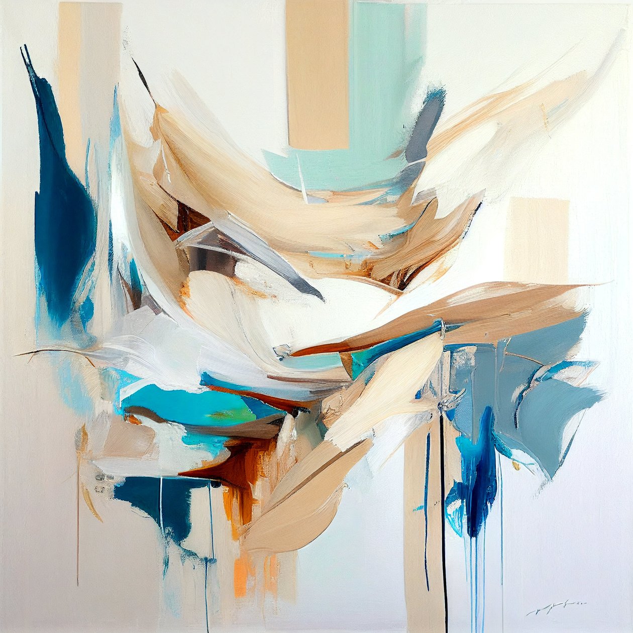 Composition de peinture abstraite à vendre pour salon, impressions sur toile - F. Abderrahim