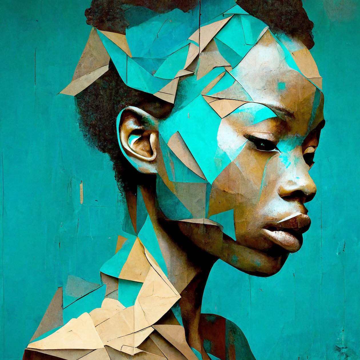 Portrait de fille africaine, effet triangles - F. Abderrahim
