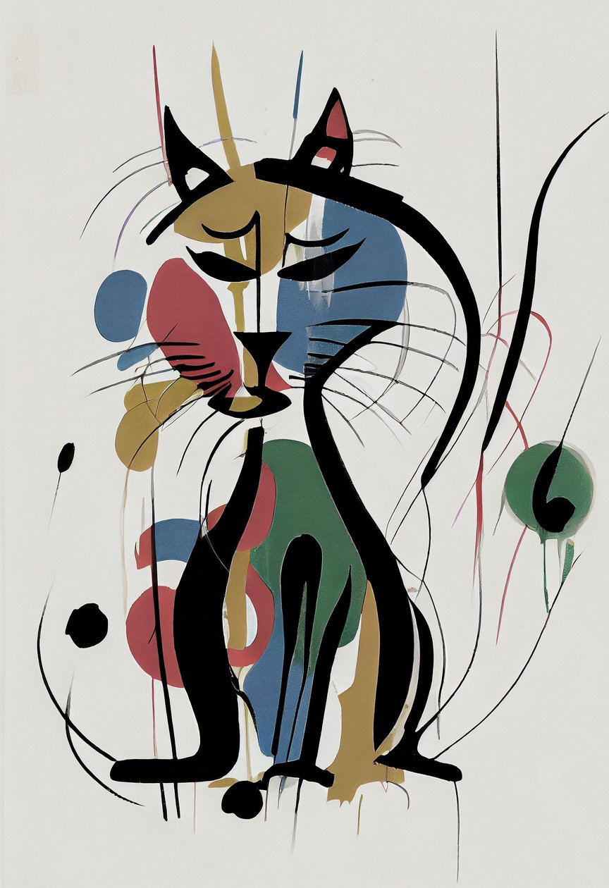 Dessin de chat avec contour, portrait d