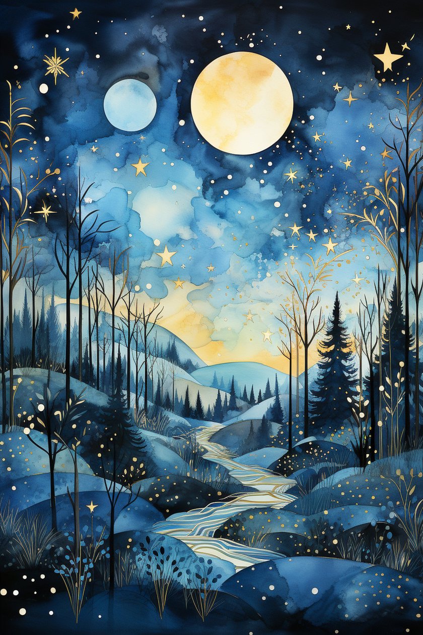 Murmures célestes: abstrait du ciel nocturne bleu - F. Abderrahim