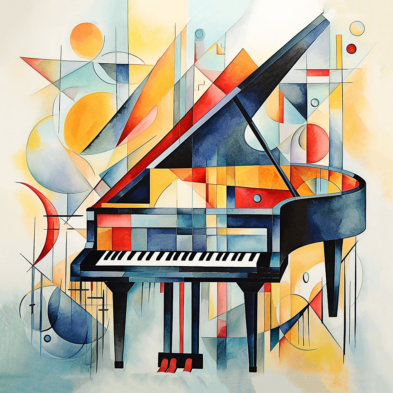 Style Abstrait de Kandinsky, Clés de Piano Abstraites, Décoration Murale pour Salon et Hall - F. Abderrahim
