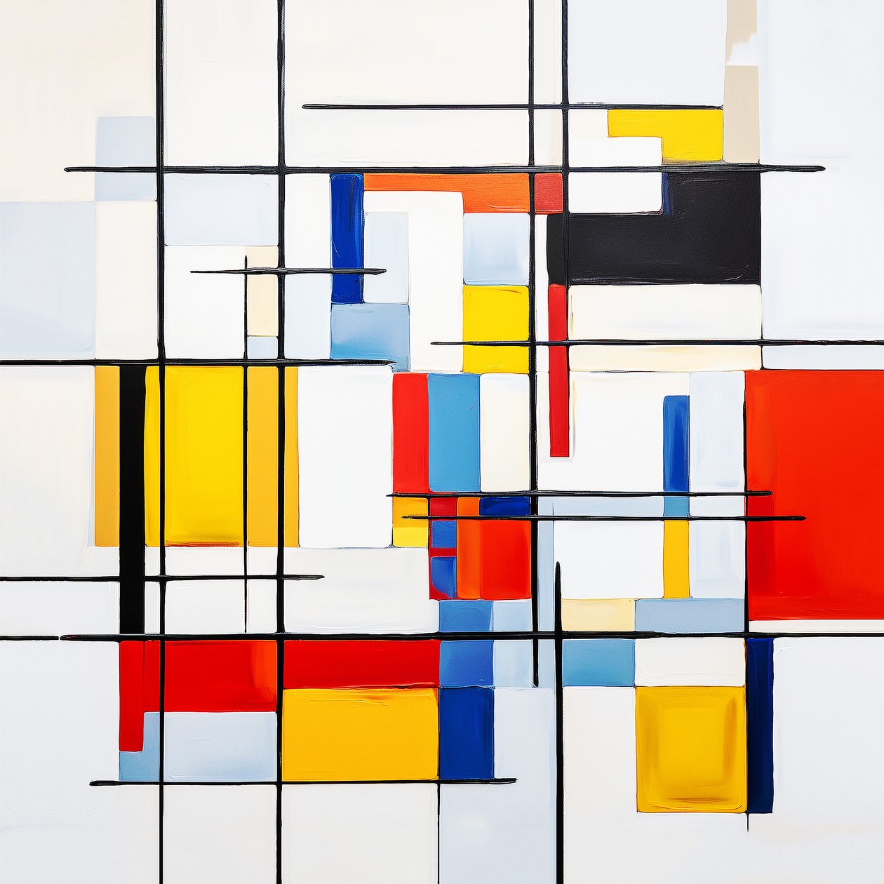 peinture abstraite style Piet Mondrian, idée de décoration murale - F. Abderrahim