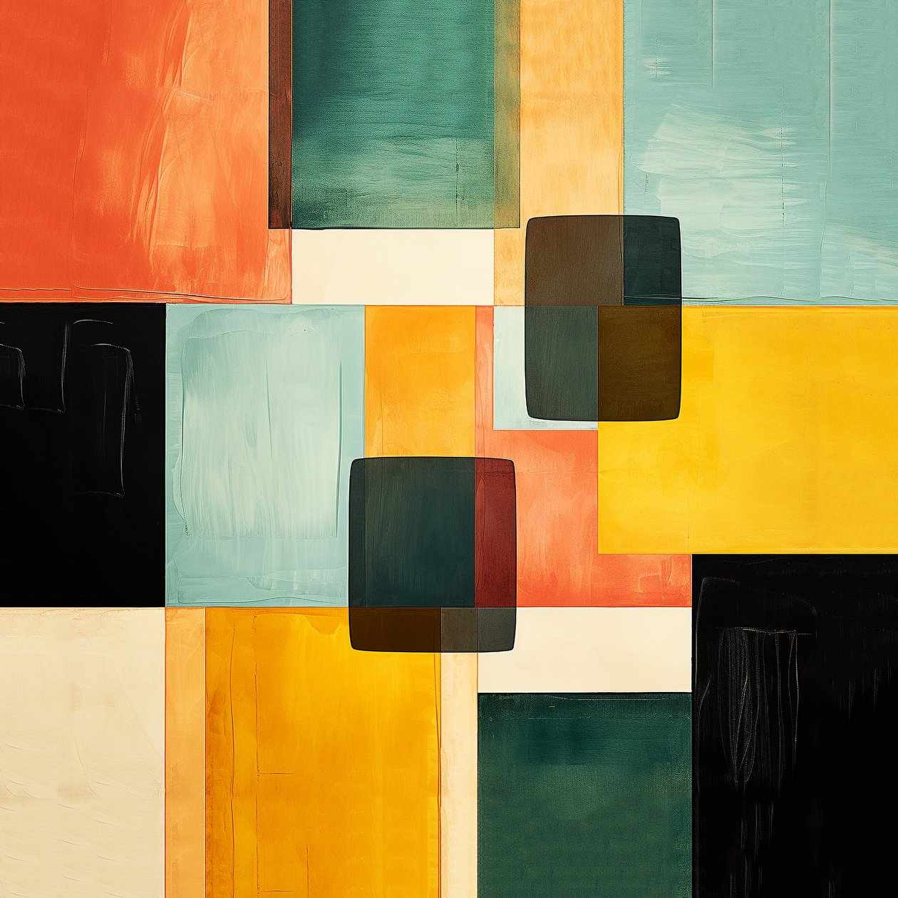 Composition carrée abstraite motif de peinture - F. Abderrahim