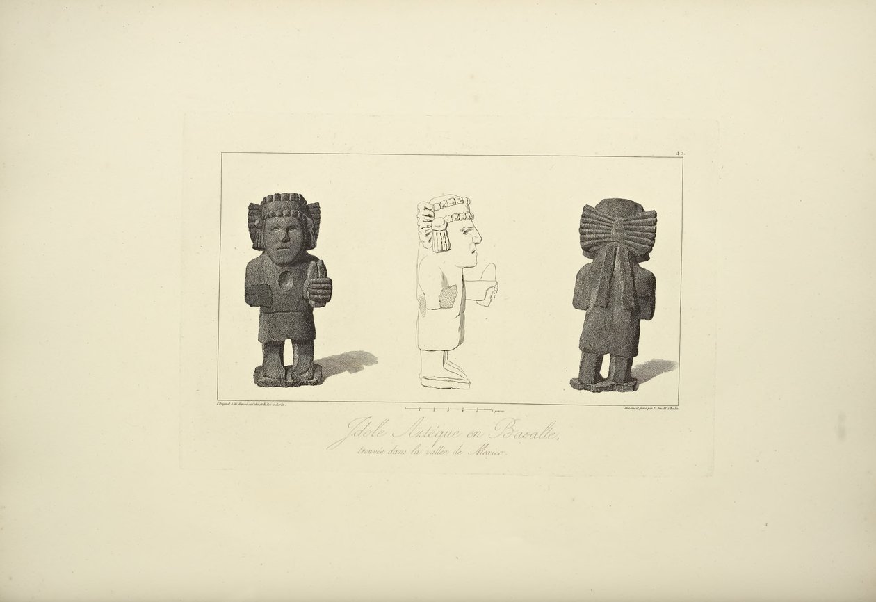 Idoles aztèques en basalte, illustration de 