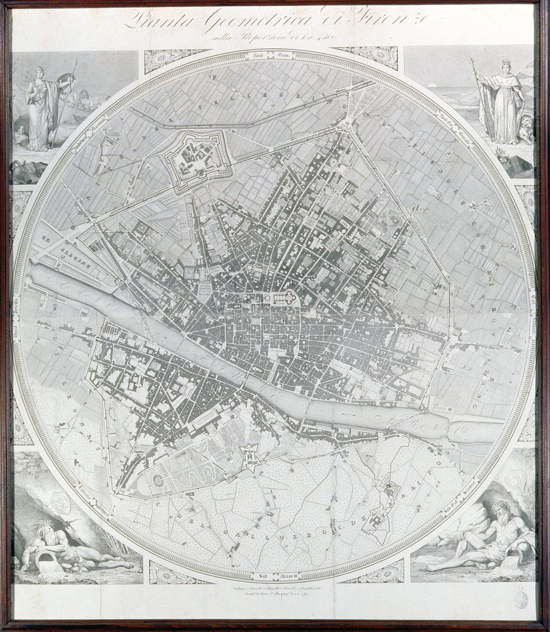 Carte de Florence, 1843 et 1866 - Fantozzi