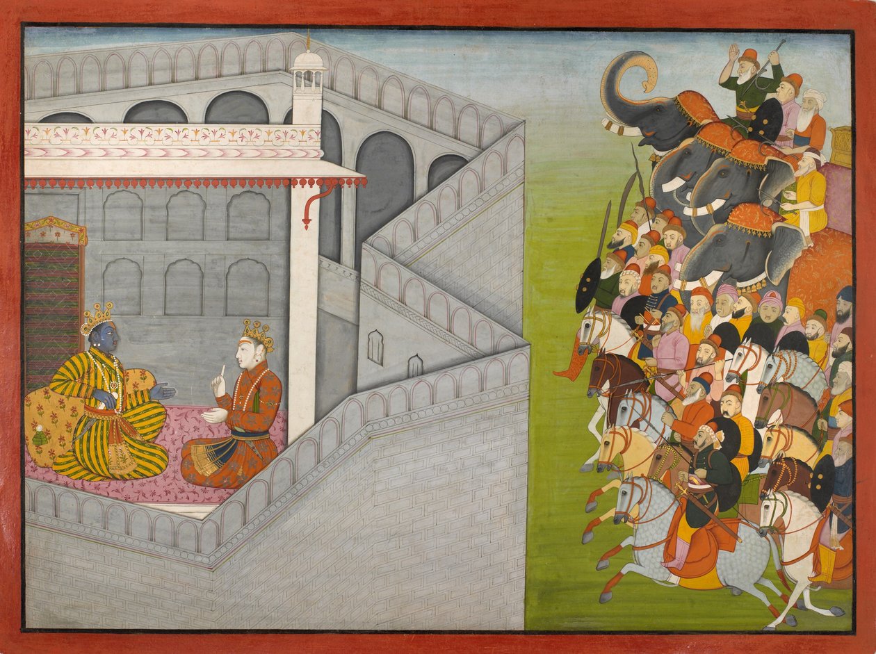 Le siège de Mathura par Jarasandha de la série Guler-Basholi "Bhagavata Purana". - Fattu