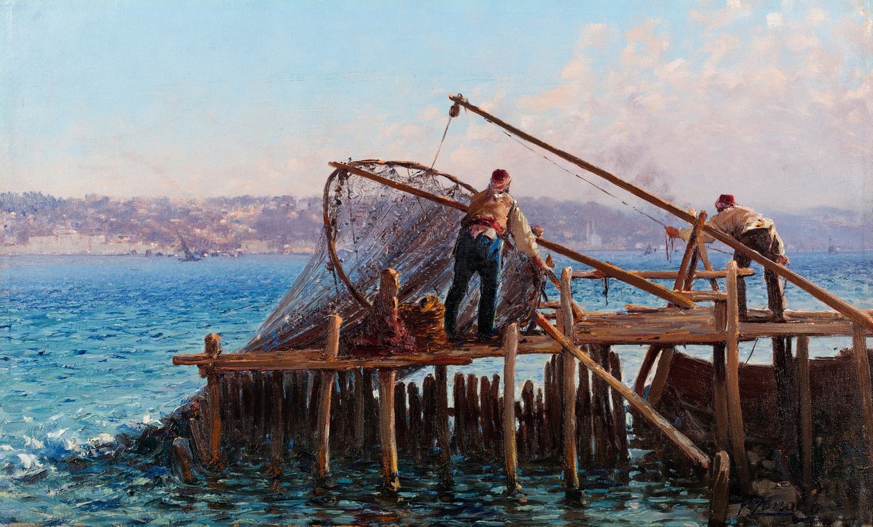 Pêcheurs ramenant la prise - Fausto Zonaro
