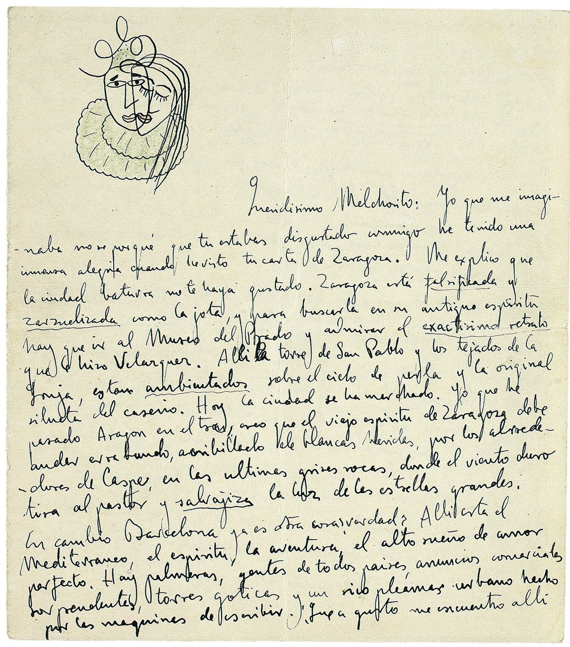 Lettre autographe à Melchor Fernandez Alamgro, Grenade, fin janvier 1926 - Federico Garcia Lorca