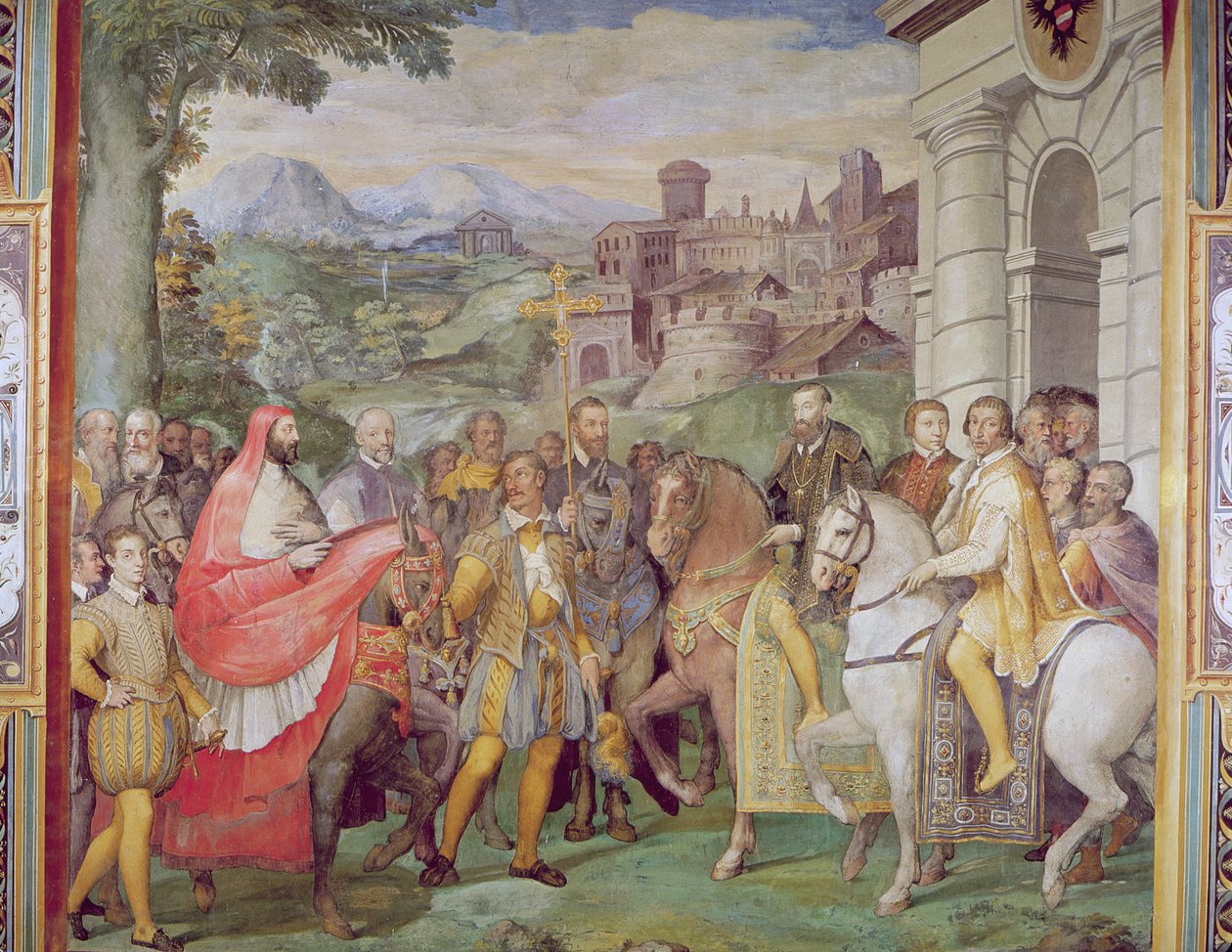 Charles V (1500-58) avec Alessandro Farnese (1546-92) à Worms, de la 