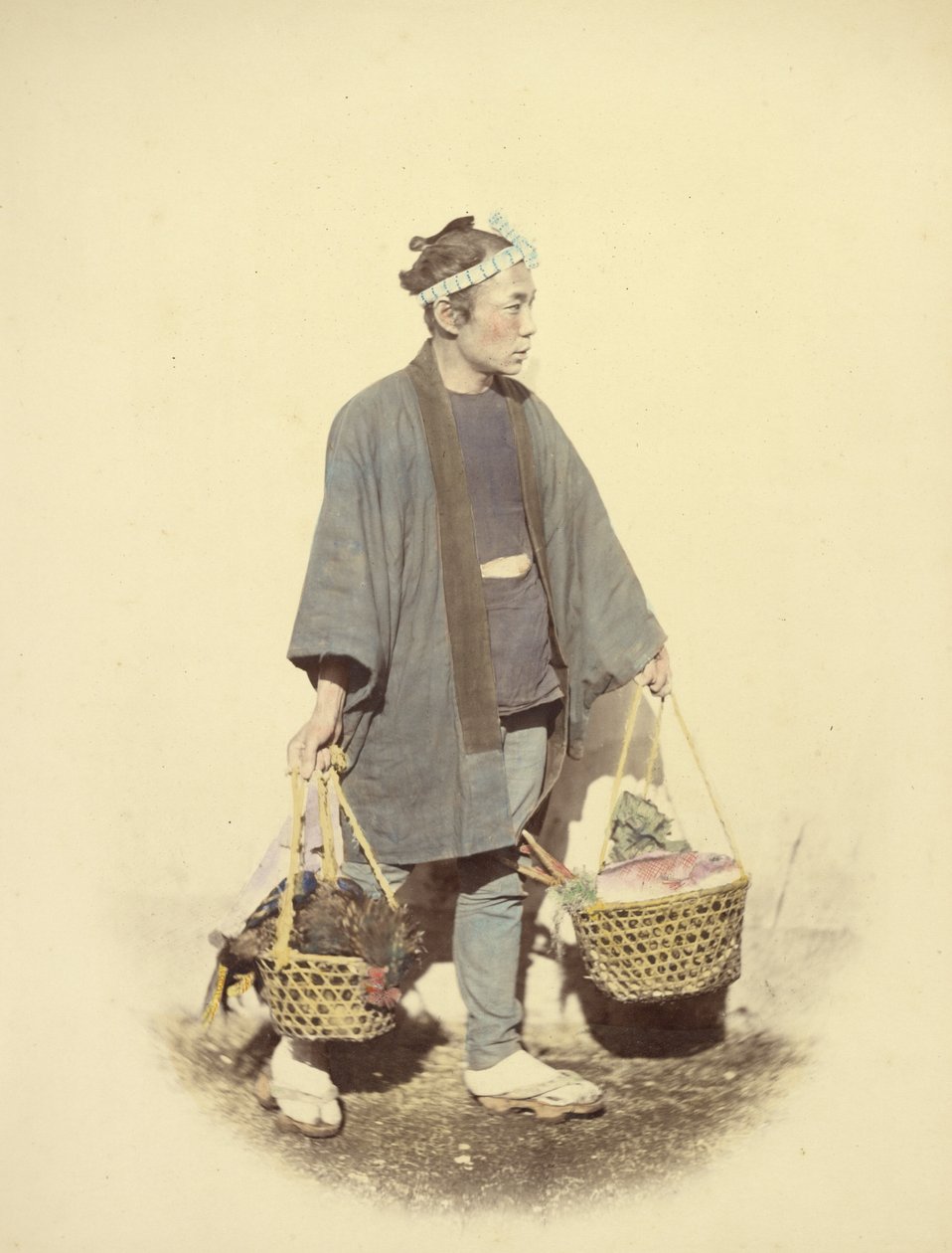 Cuisinier japonais, revenant du marché - Felice Beato