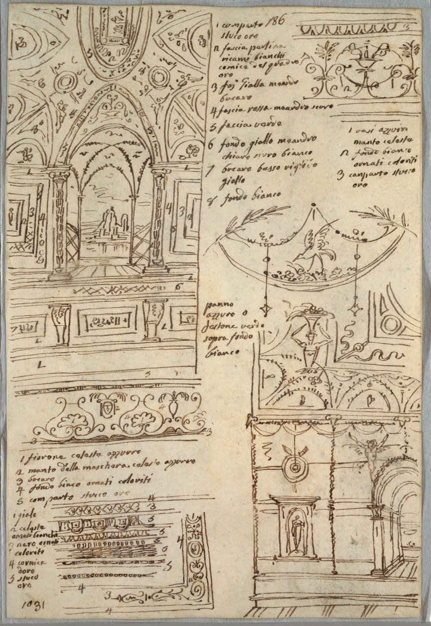 Études décoratives; Verso : Études anatomiques - Felice Giani