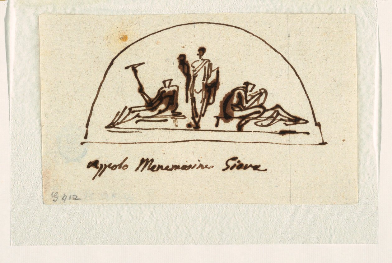 Conception pour une lunette avec Apollon, Mnémosyne et Jupiter - Felice Giani