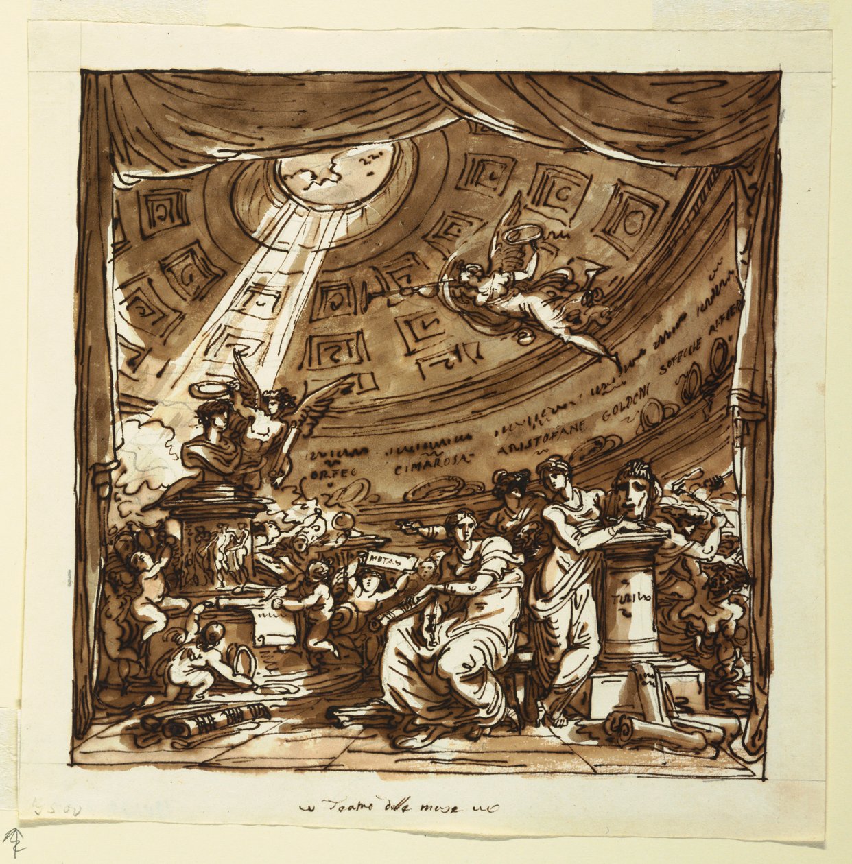 Design pour rideau de scène : Temple de la renommée - Felice Giani