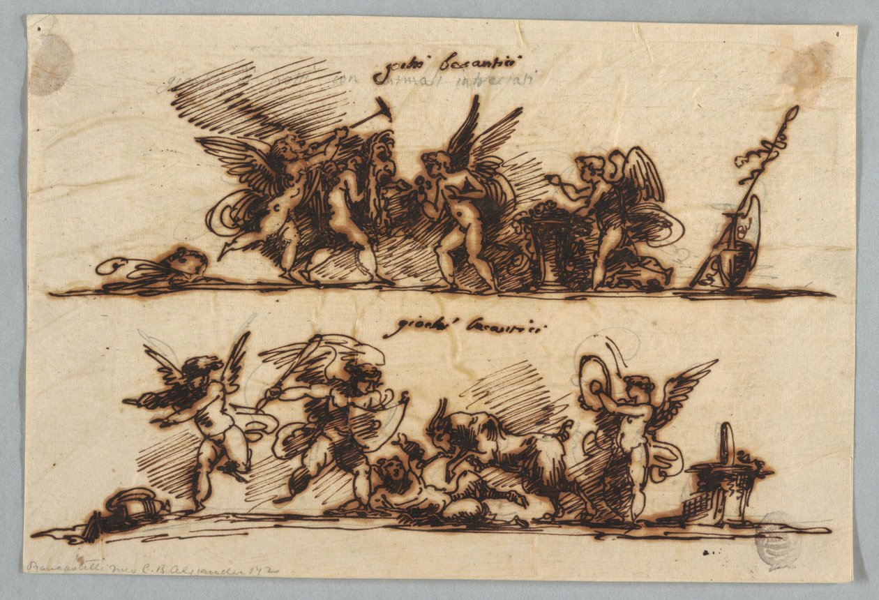 Conception pour deux frises avec putti - Felice Giani