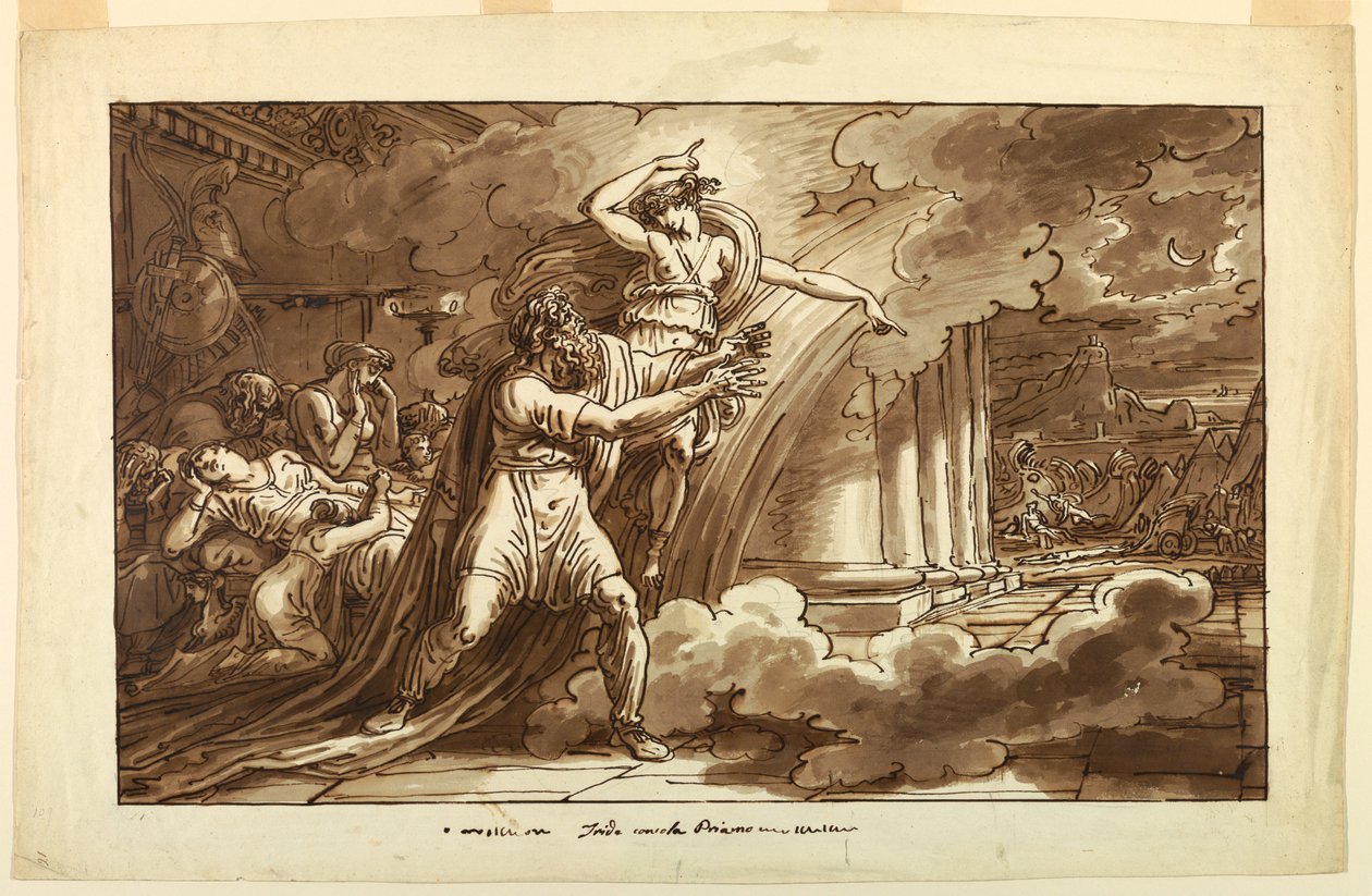 Dessin, Iris encourage Priam à réclamer le corps d
