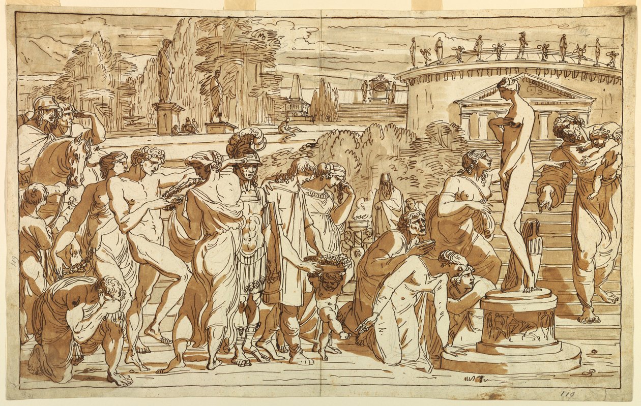 Dessin, Adoration de Vénus dans un paysage classique, vers 1820 - Felice Giani