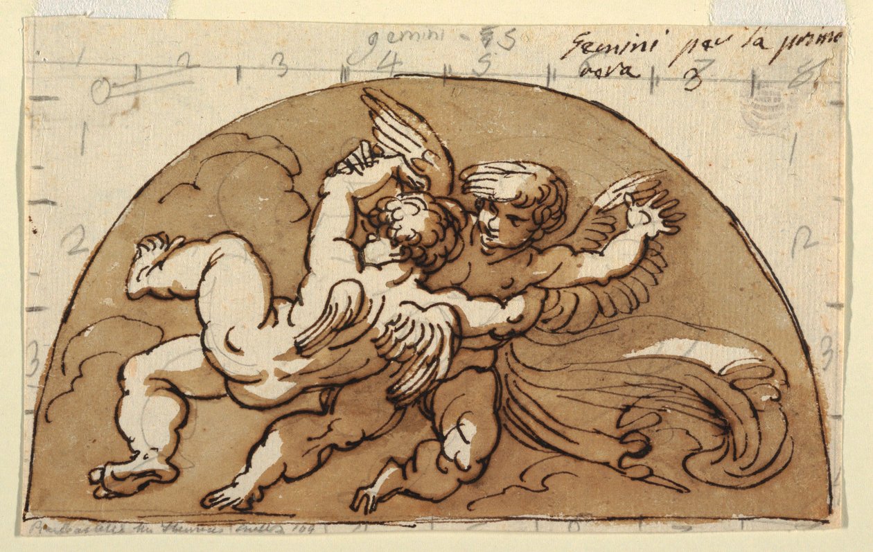 Gémeaux, Lunette pour plafond, Sala Ottagonale, Palazzo Milzetti, Faenza - Felice Giani