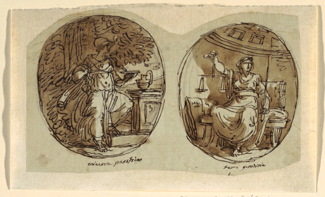 Minerva, conception pour plafond voûté, Sala dei Legislatori, Palazzo Conti-Sinibaldi, Faenza - Felice Giani