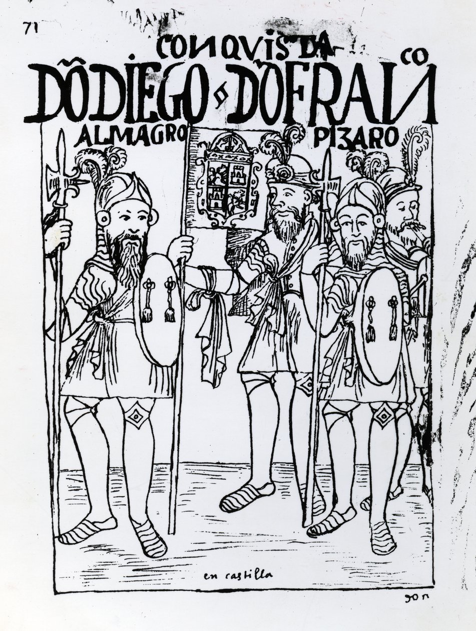 Les conquistadors Diego de Amagro et Francisco Pizarro réconciliés à Castille - Felipe Huaman Poma de Ayala