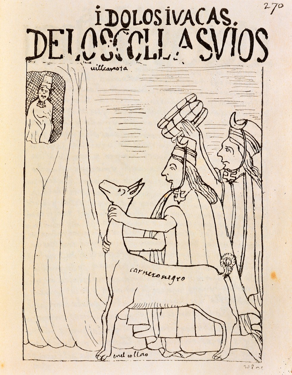 Offrande inca de lama aux idoles (gravure) - Felipe Huaman Poma de Ayala