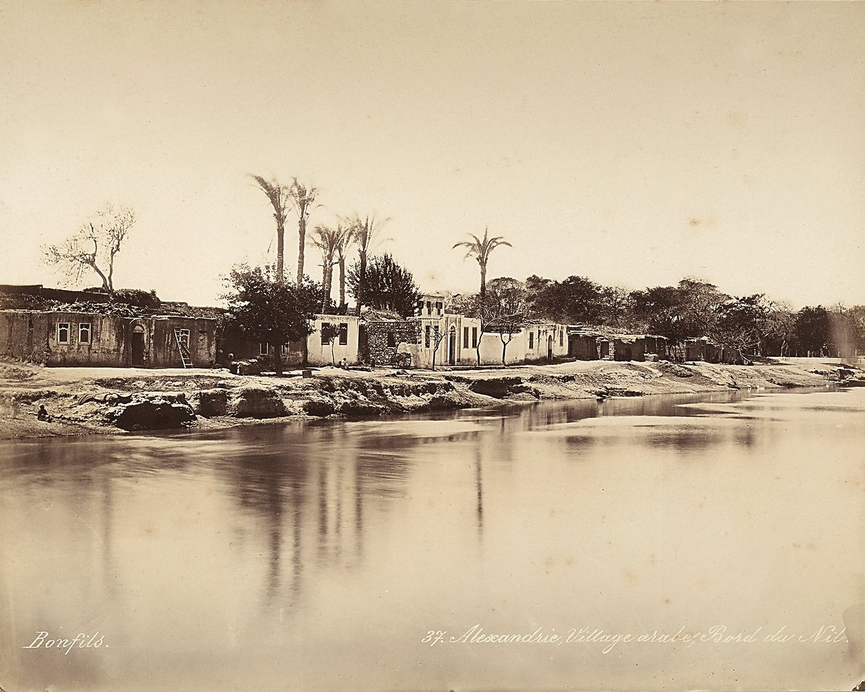 Alexandrie, Égypte : un village arabe sur les rives du Nil - Félix Bonfils