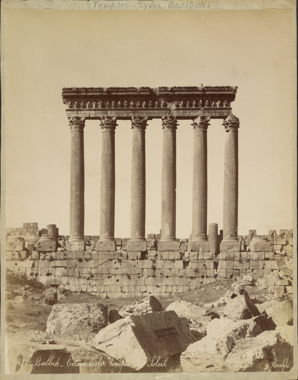 Balbek - Colonnes du temple du Soleil - Félix Bonfils