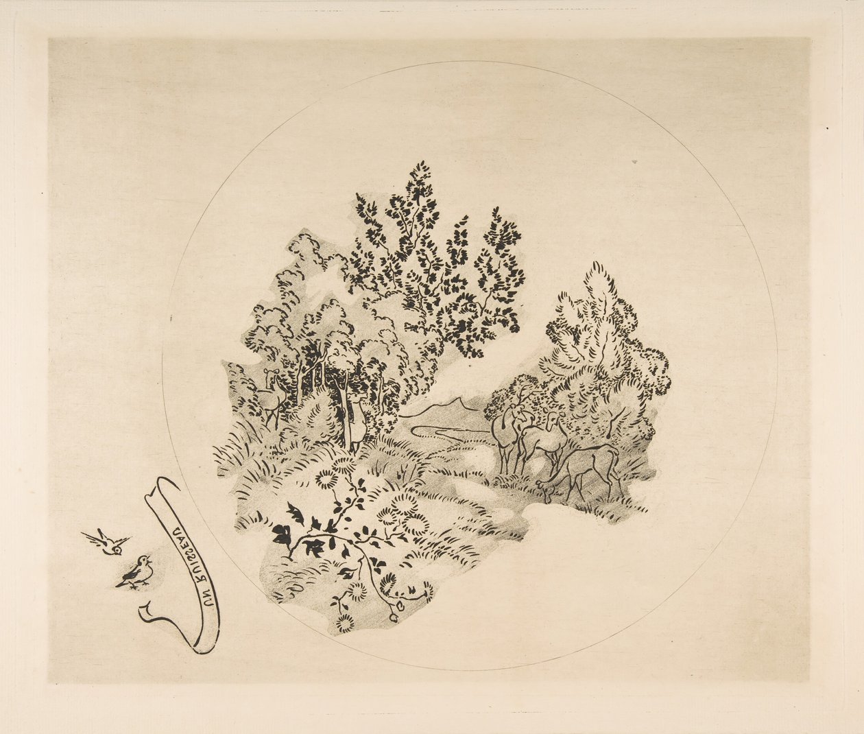 Décoration pour une assiette : Un ruisseau, 1870 - Felix Bracquemond