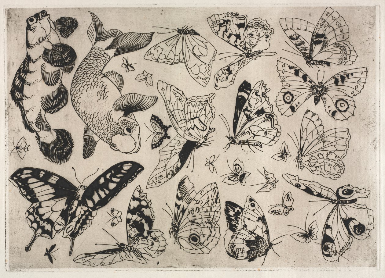 Service de table (service Rousseau) : Papillons et poissons (n° 16) - Felix Bracquemond