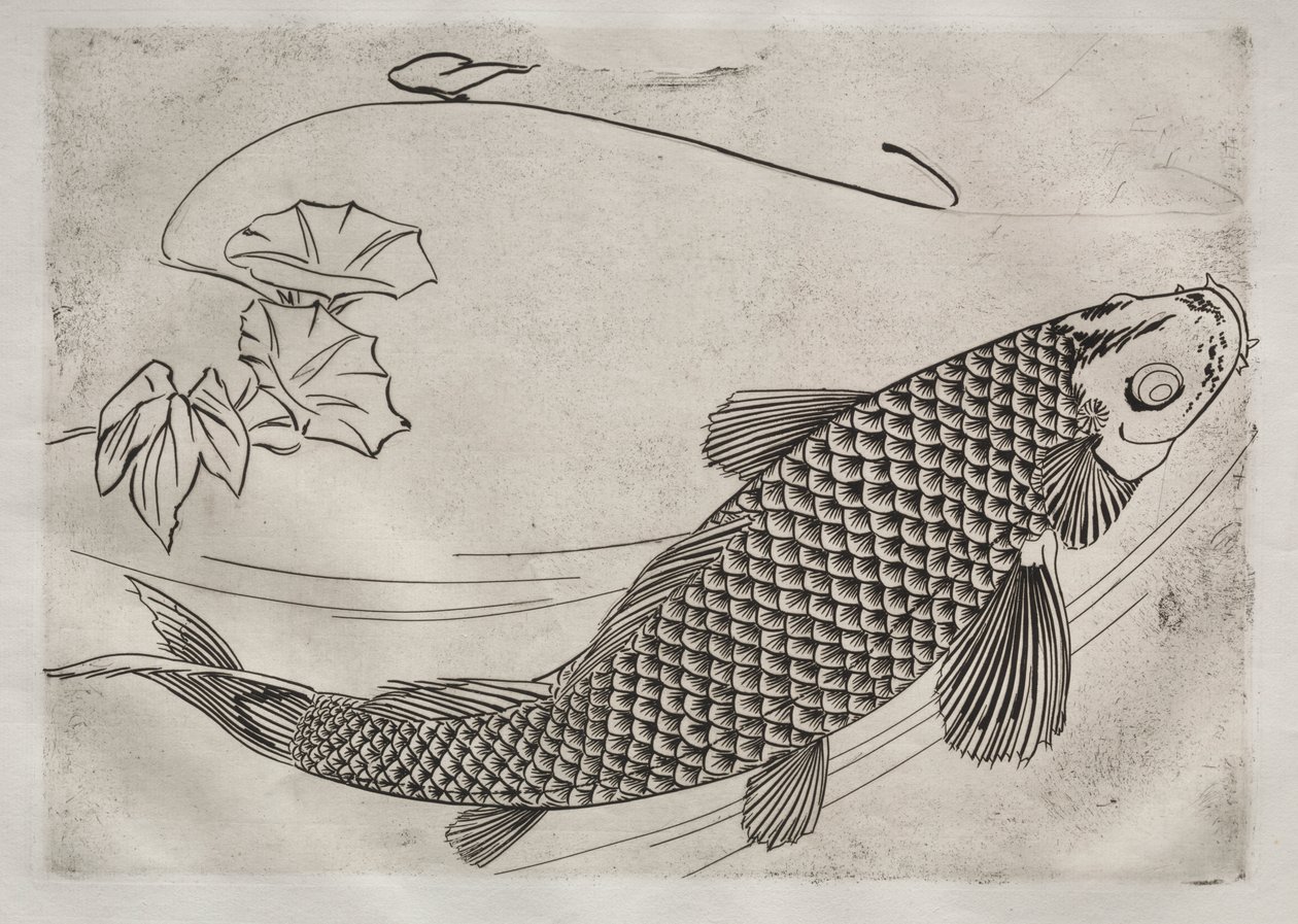 Service de table (service Rousseau) : Grand poisson de style japonais (n° 19) - Felix Bracquemond