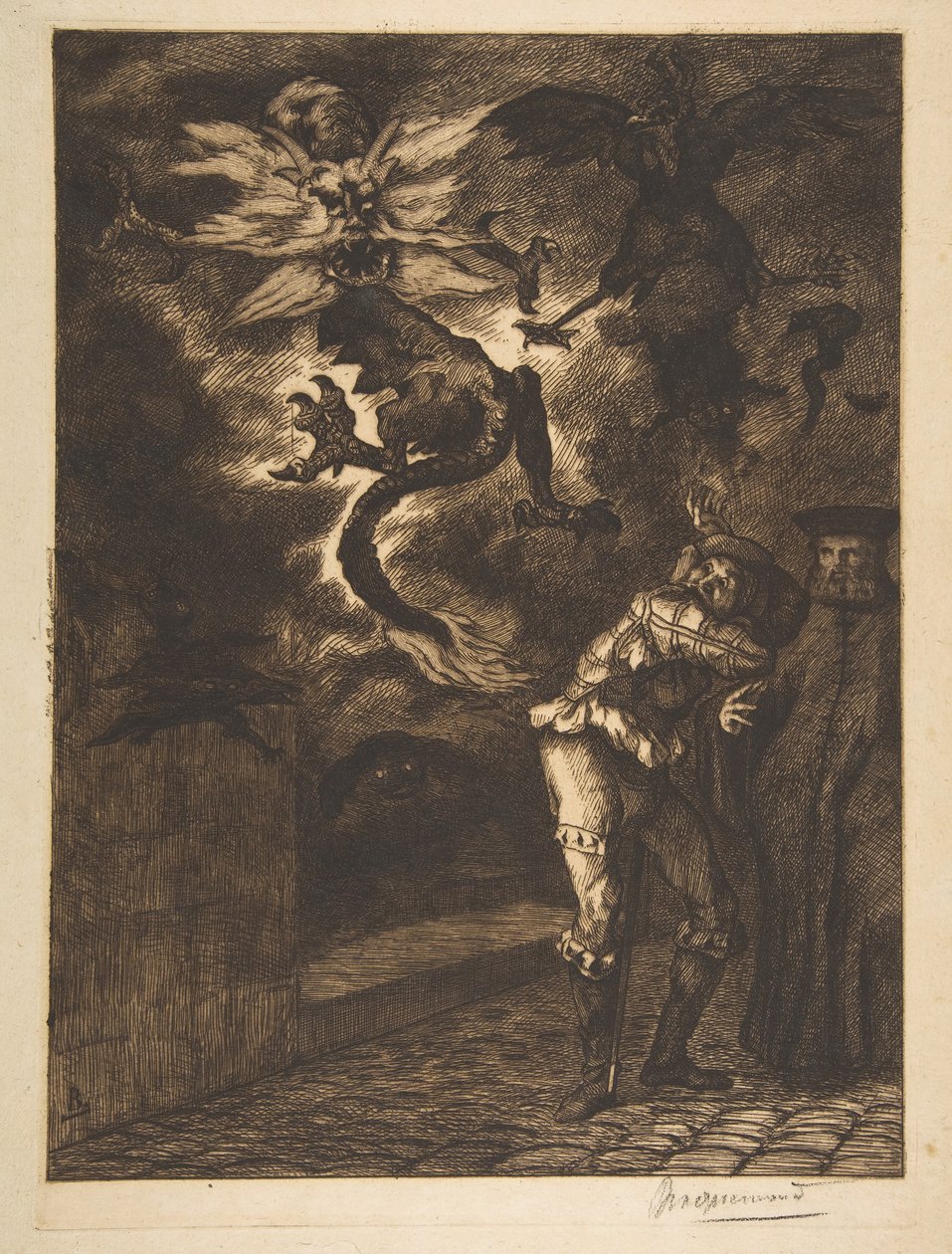 Hors de mon soleil, canailles ! Panurge sortant de chez Raminagrobis, 1854-1855 - Felix Bracquemond