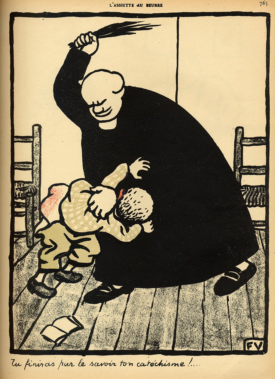 Un prêtre bat un garçon, de 