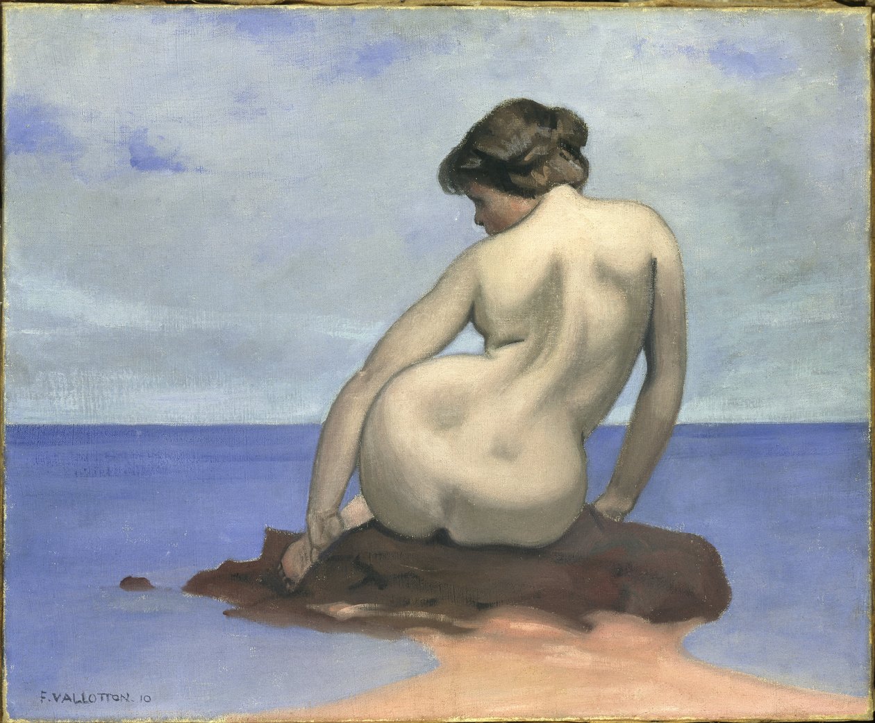 Baigneuse assise sur un rocher - Felix Edouard Vallotton