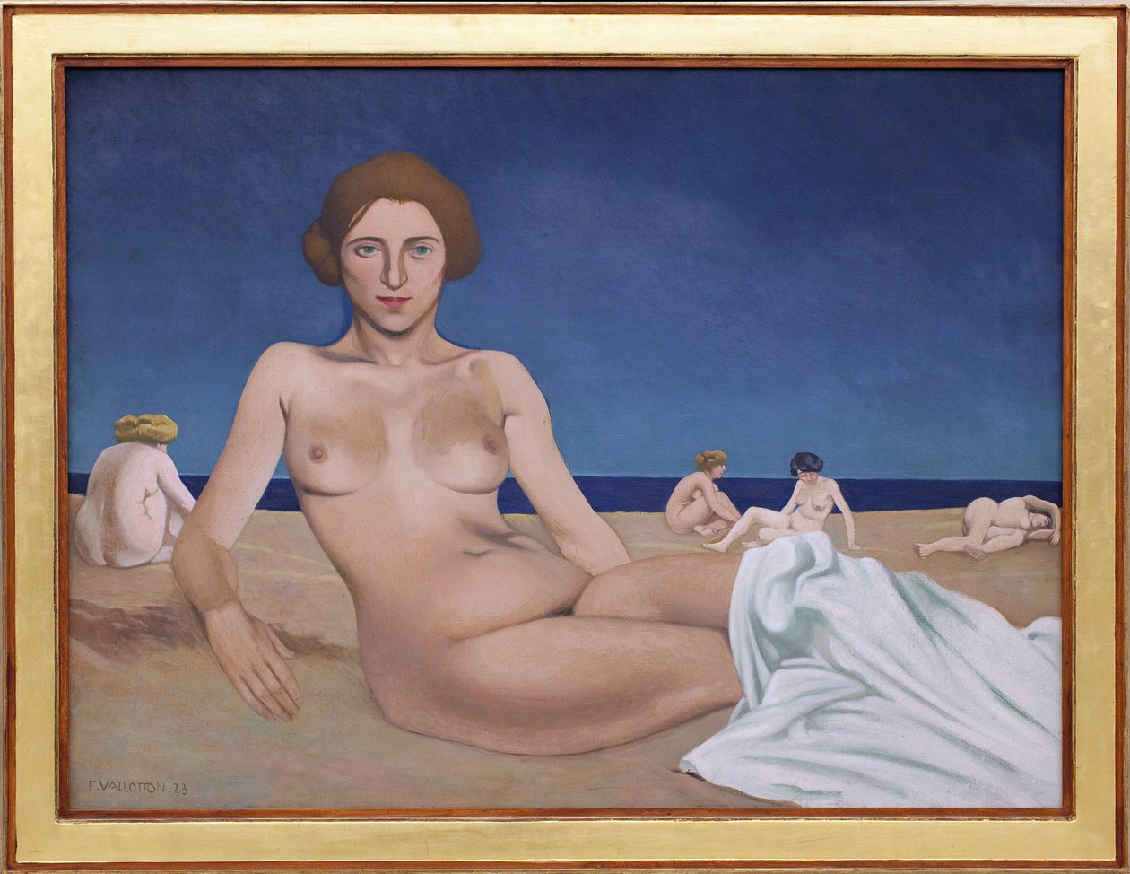 Bain de soleil sur la plage - Felix Edouard Vallotton