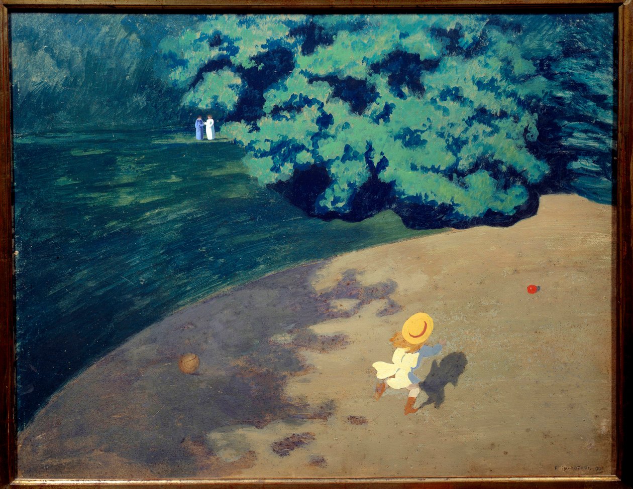 Le bal ou coin de parc avec enfant jouant à la balle - Felix Edouard Vallotton