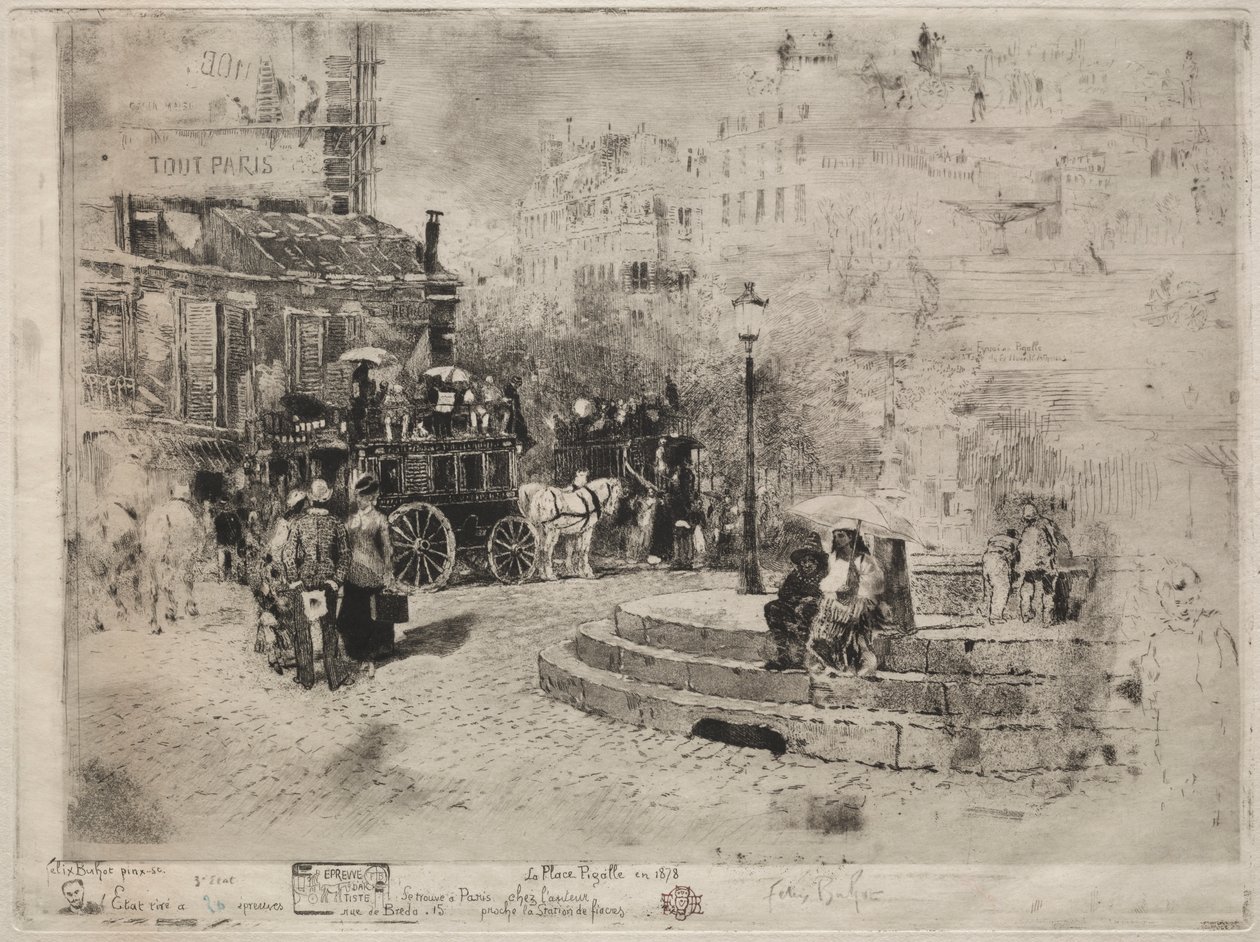 Place Pigalle en 1878 - Felix Hilaire Buhot