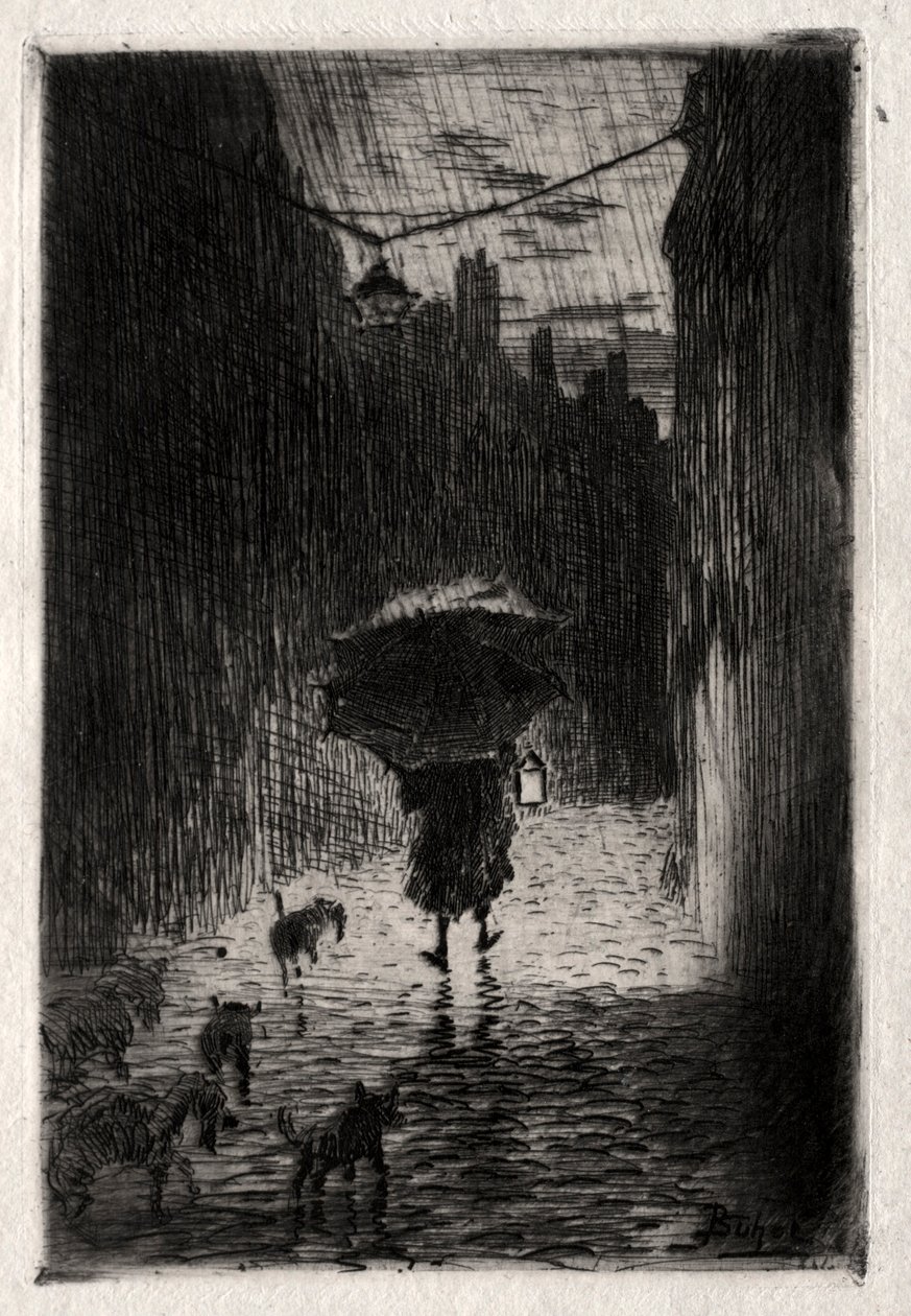 Pluie et Parapluie, vers 1875 - Felix Hilaire Buhot