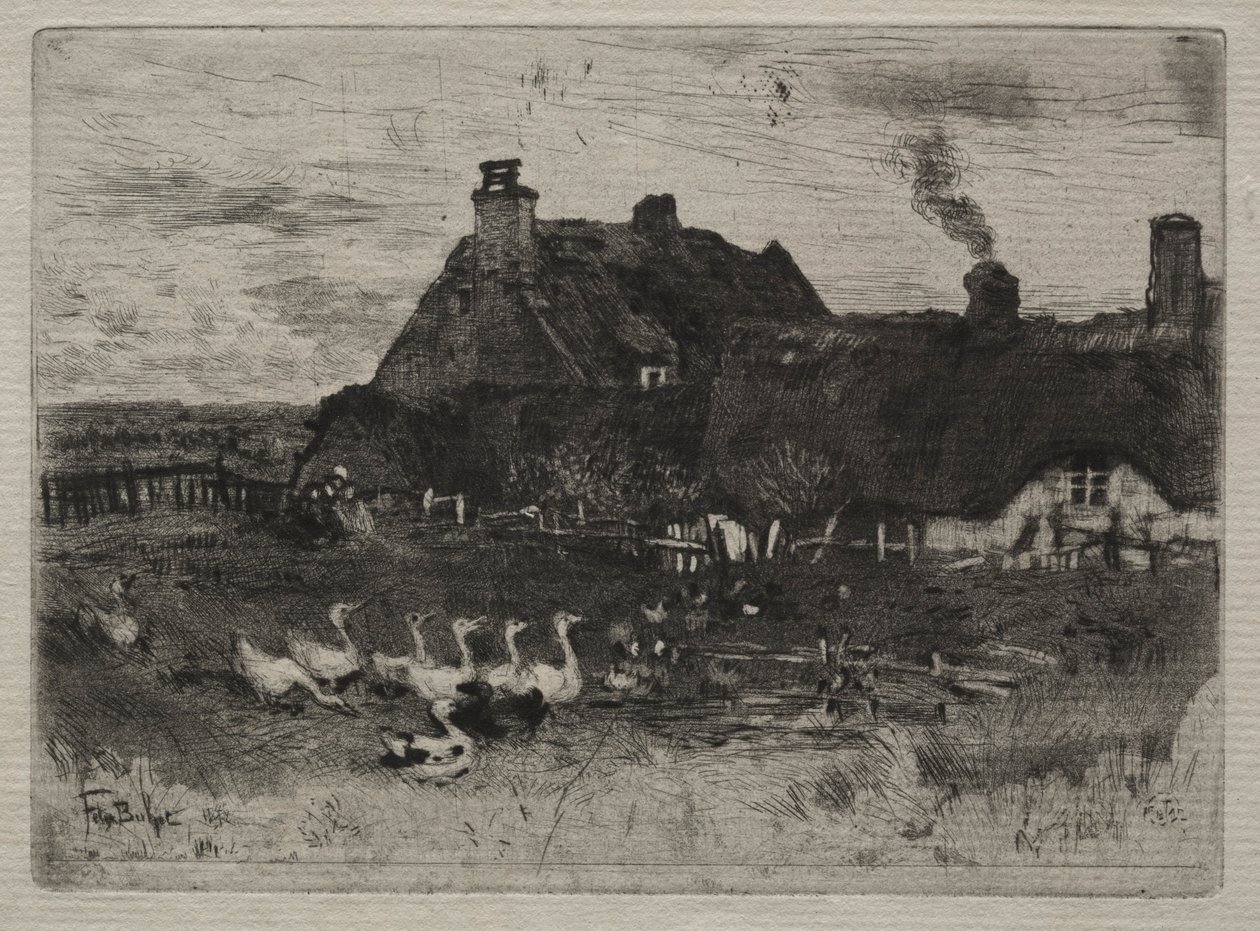 Cottages au toit de chaume, 1878 - Felix Hilaire Buhot