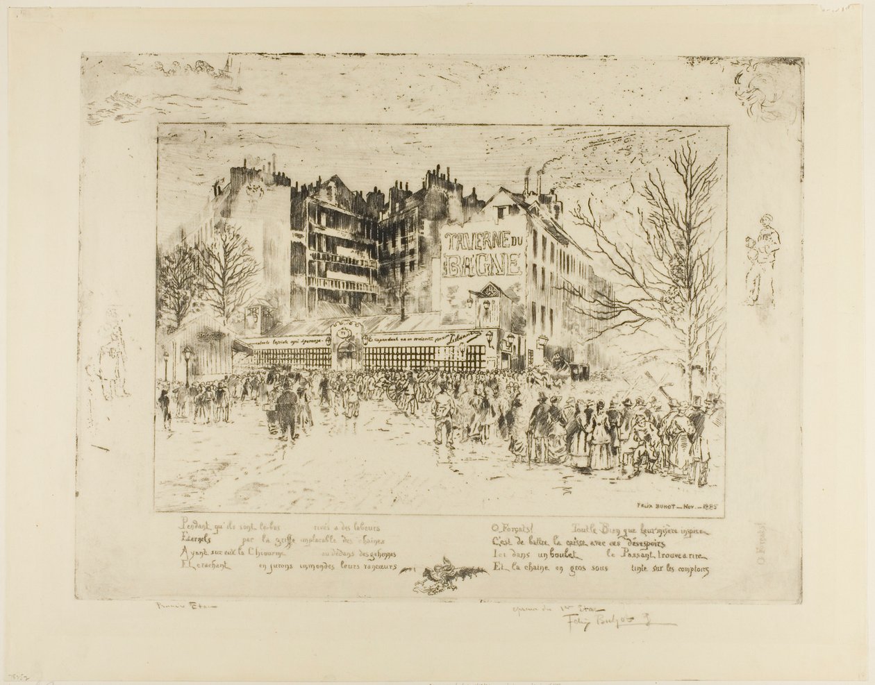 La Place des Martyrs et la Taverne de la Prison - Felix Hilaire Buhot