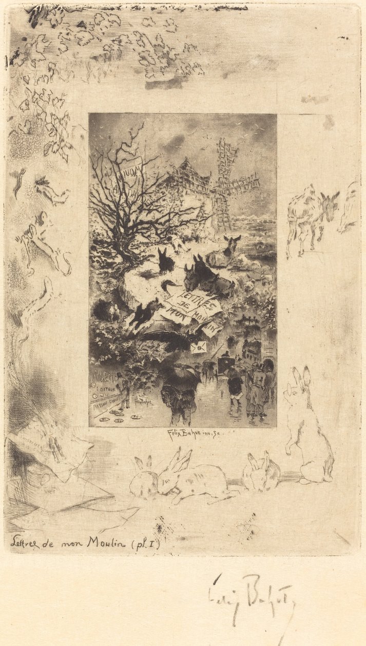 Page de titre pour "Lettres de Mon Moulin" - Felix Hilaire Buhot