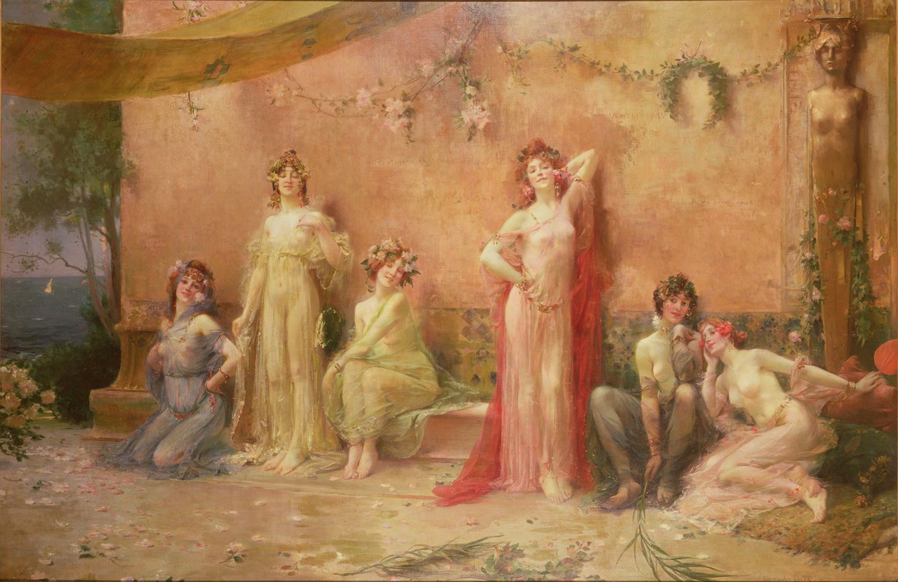 Les Tentatrices Devant un Mur Couvert de Graffiti - Felix Hippolyte Lucas
