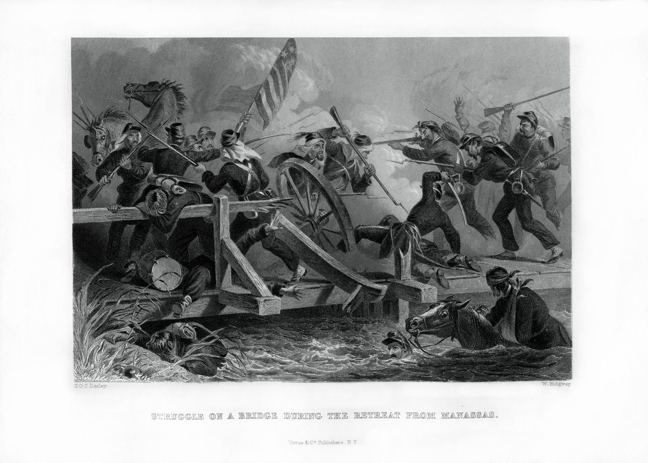 Lutte sur un pont pendant la retraite de Manassas, Virginie - Felix Octavius Carr Darley