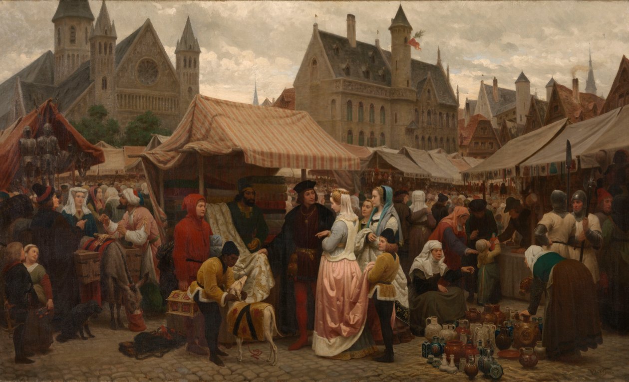 Une foire à Gand au Moyen Âge (huile sur toile) - Felix de Vigne