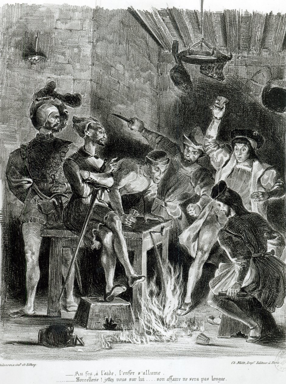 Méphistophélès et les compagnons de beuverie, de Faust de Goethe, 1828 (illustration) - Ferdinand Victor Eugene Delacroix