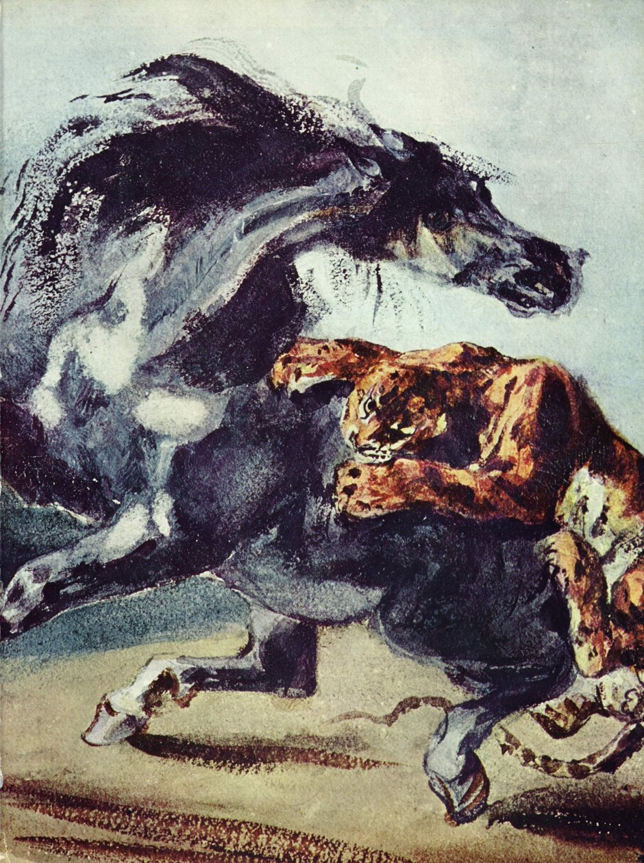 Tigre attaquant un cheval - Ferdinand Victor Eugene Delacroix